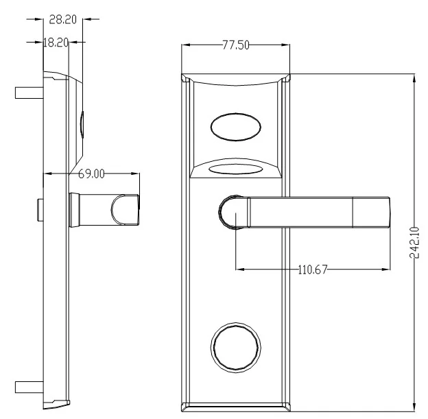 118E-S/S1-Y Silver Stainless Steel RFID Hotel Door Lock