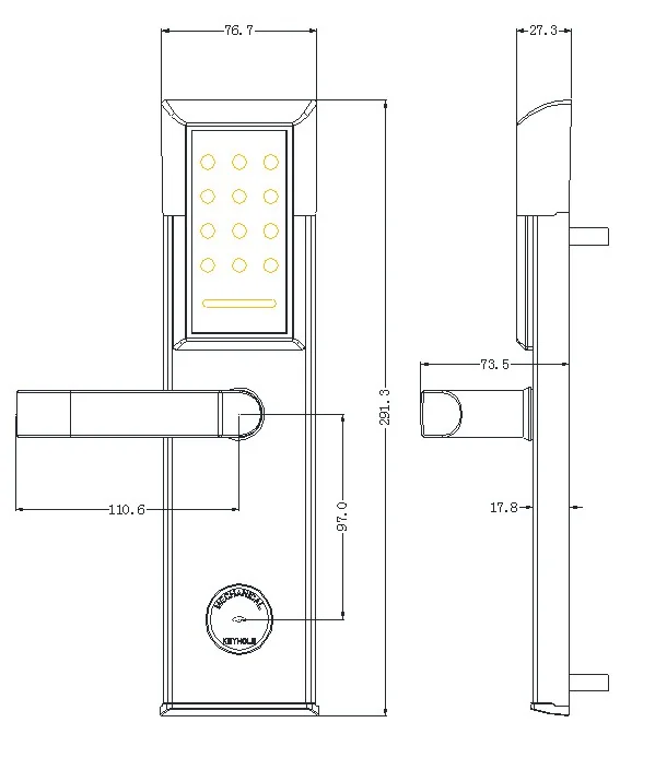 118E-S2 Gunmetal Stainless Steel Hotel RFID Lock