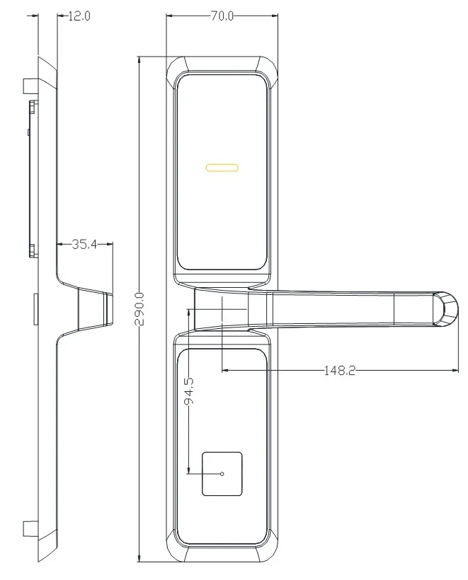 2025E-Gunmetal Zinc Alloy RFID Hotel Lock