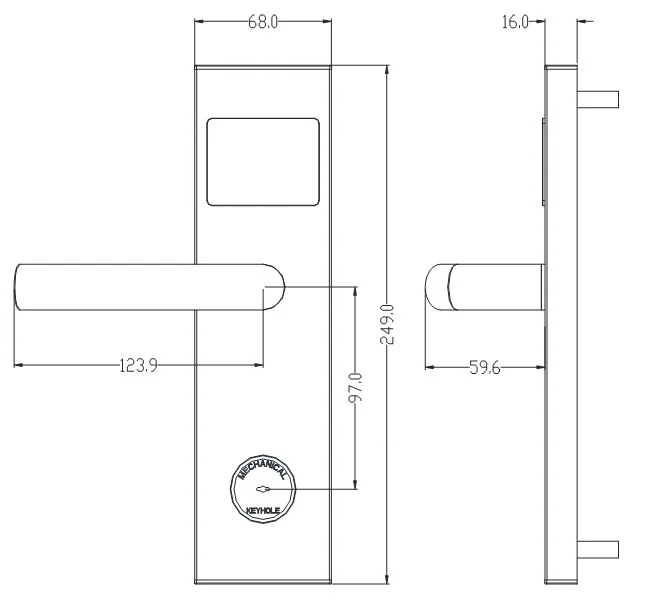2036E-S/S1-Y Stainless Steel RFID Hotel Lock
