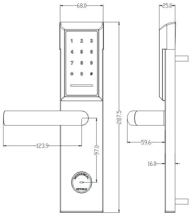 2036E-S2-Gunmetal Stainless Steel Hotel RFID Lock