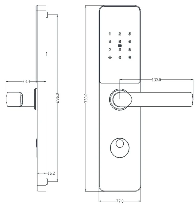 2065 TTLock Voice Hotel Keypad Lock with 304 Stainless Steel Panel