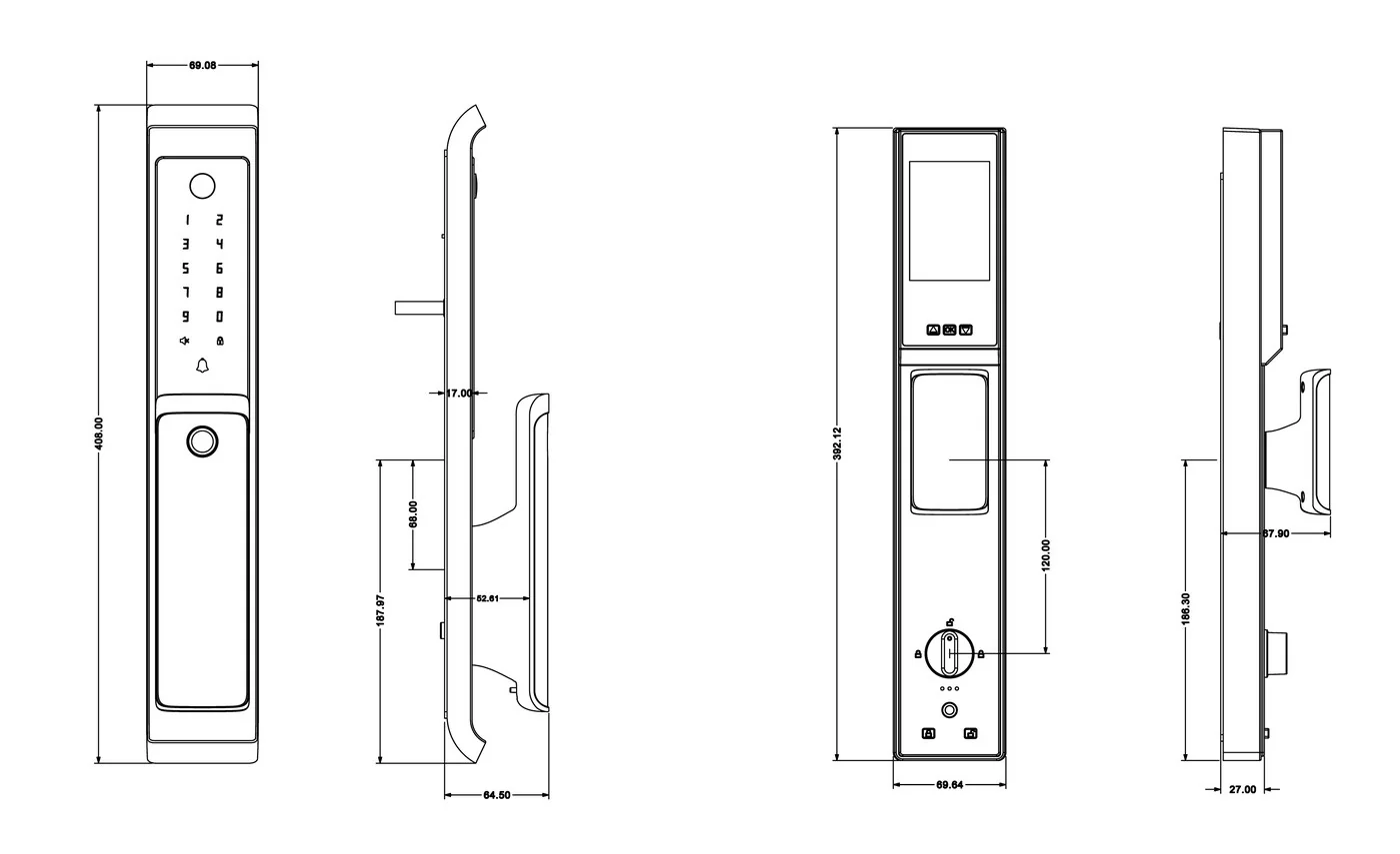 3S01 TTLock Fully Automatic Digital Door Viewer Fingerprint Lock