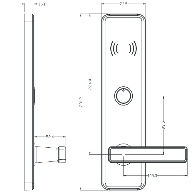 618E-J PVD Gold RFID Hotel Door Lock