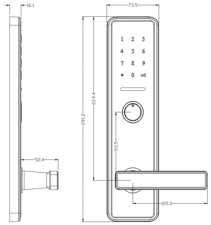 618Password TTLock Hotel Keypad Lock in Electroplated Silver