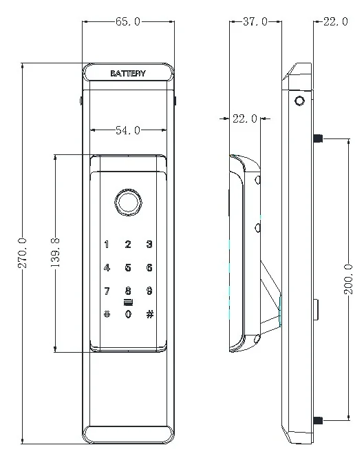 RX2068 Fingerprint \& Keypad Interior Door Lock with Voice Board
