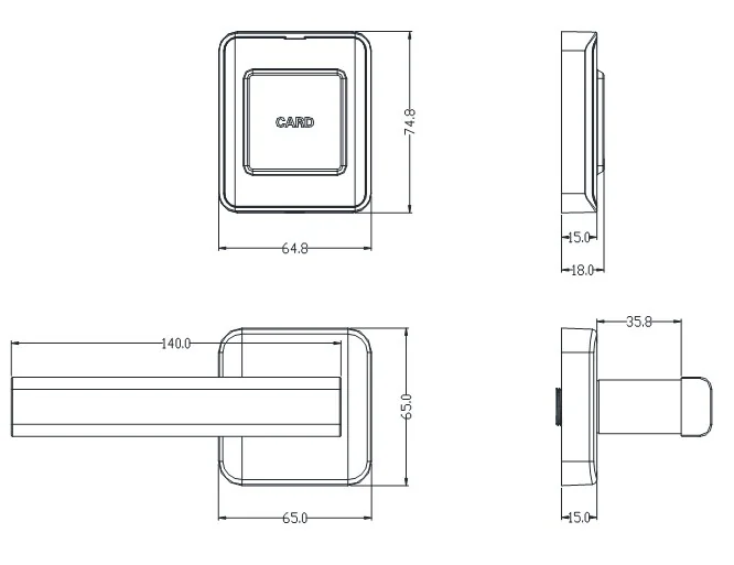Split03-Gunmetal Powder-Coated RFID Hotel Lock