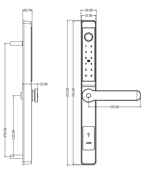 TQ RFID Thermally Broken Aluminum Lock with 8530 Lock Body