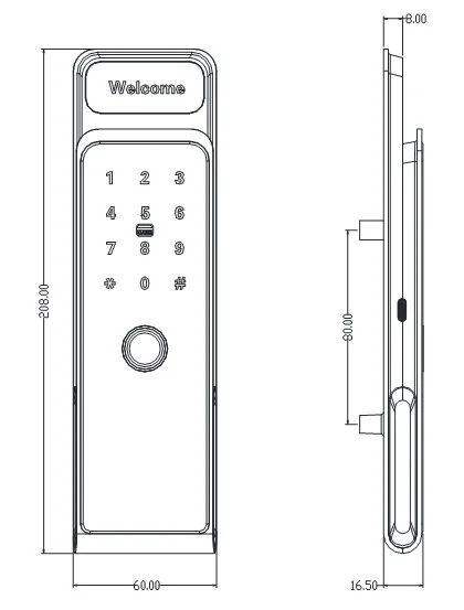 ZW181 Tuya Fingerprint and Keypad Locker Lock